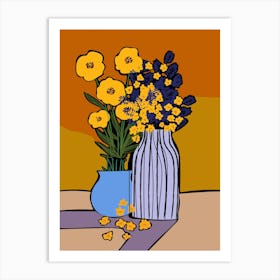 Flowers In A Vase Retro 1 Art Print