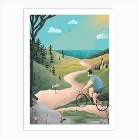 Biking To The Beach Art Print