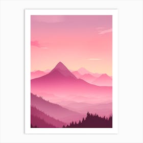 Misty Mountains Vertical Background In Pink Tone 1 Art Print