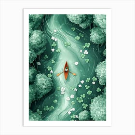 Canoeing In The Forest Art Print