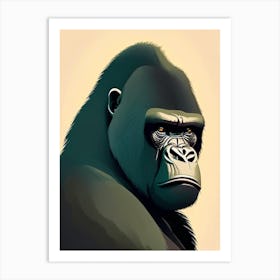 Gorilla With Wondering Face, Gorillas Cute Kawaii Art Print