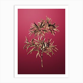 Gold Botanical Bitter Willow on Viva Magenta n.0725 Art Print