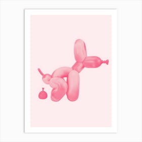 Pooping Balloon Dog Pink Retro Art Print