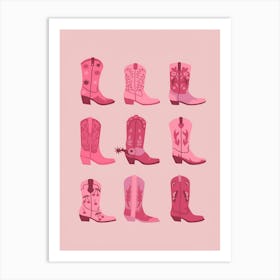 Pink Cowboy Boots 2 Art Print