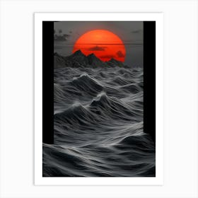 Sunset Over The Ocean 6 Art Print