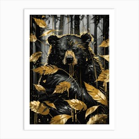 Black Bear In The Forest 1 Art Print