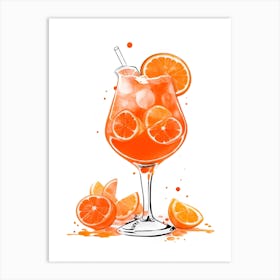 Aperol With Ice And Orange Watercolor Vertical Composition 42 Art Print