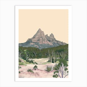 Cradle Mountain Australia Color Line Drawing (1) Art Print