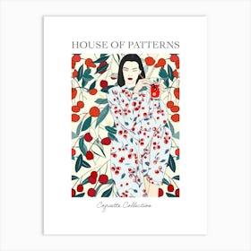 Woman Portrait With Cherries 8 Pattern Poster Art Print