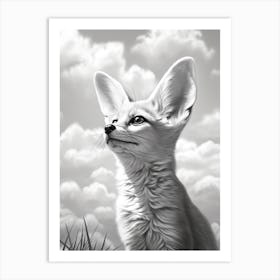 Fennec Fox Portrait Pencil Drawing 3 Art Print