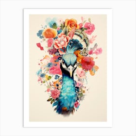 Bird With A Flower Crown Peacock 2 Art Print