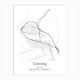 Corning,United States Minimalist Map Art Print