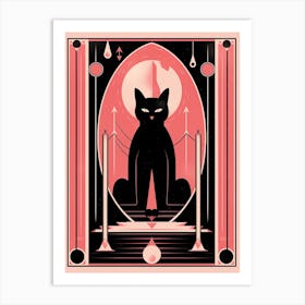 The World Tarot Card, Black Cat In Pink 1 Art Print