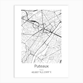 Puteaux,France Minimalist Map Art Print