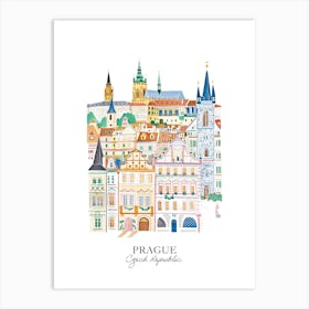 Prague Czech Republic Gouache Travel Illustration Art Print