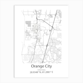 Orange,Australia Minimalist Map Art Print