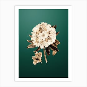 Gold Botanical Rhododendron Flower on Dark Spring Green n.4226 Art Print