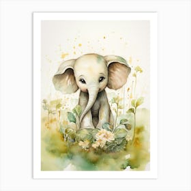 Elephant Painting Drawing Watercolour 1 Art Print
