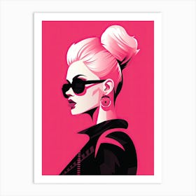 Punk Attitude in Minimalist Pink Art Print