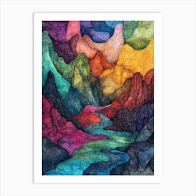 Colourful Mountain Illustration Poster Art Print 10 Art Print