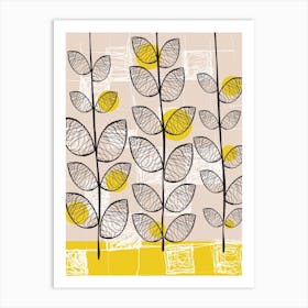 1950s Yellow Leaves Art Print