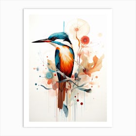 Bird Painting Collage Kingfisher 1 Art Print