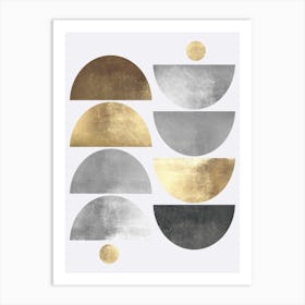 Gold and metal circles 10 Art Print