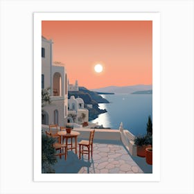 Sunset In Santorini Art Print