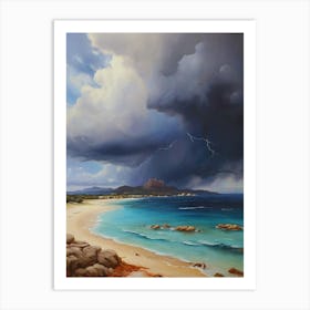 Lightning Over The Beach.2 1 Art Print