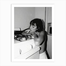 Feminist Woman Smoking Black And White Funny Kitchen Art Print