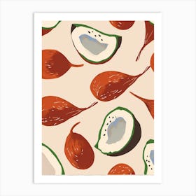 Coconut Pattern Illustration 2 Art Print