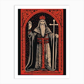 The Hierophant Tarot Card, Vintage 3 Art Print