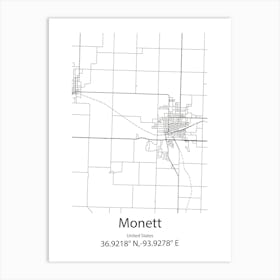 Monett,United States Minimalist Map Poster