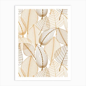 Autumn Leaves Seamless Pattern Vector Classic Elegant Illustration Art Print