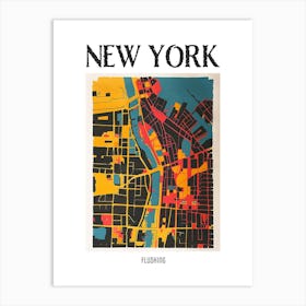 Flushing New York Colourful Silkscreen Illustration 1 Poster Art Print