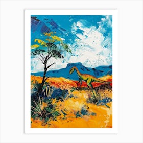 Colourful Dinosaur In The Desert Painting 2 Art Print