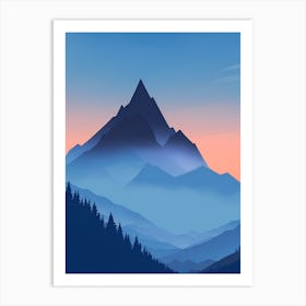 Misty Mountains Vertical Composition In Blue Tone 13 Art Print