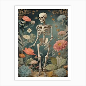 Botanical Skeleton Vintage Painting (23) Art Print