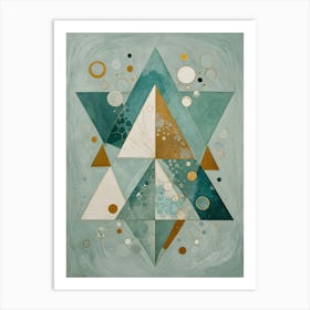 Geometric Triangles In Blue Art Print