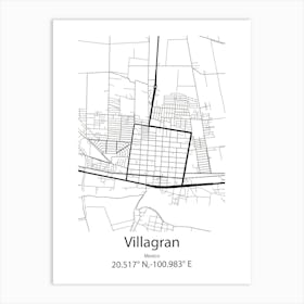 Villagran,Mexico Minimalist Map Art Print