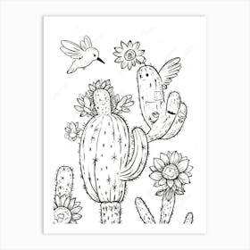 Cactus Coloring Page 1 Art Print