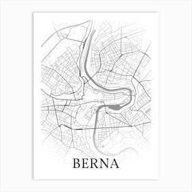 Berna, Svizzera,, City Map, Black And White Fade Design Affiche