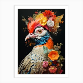Bird With A Flower Crown Pheasant 4 Art Print