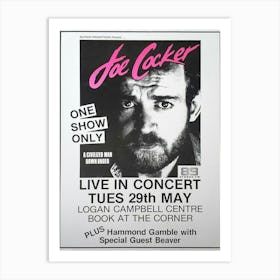 Retro Rock Band Concert Advert Postcard Joe Cocker, Rock Icon Artist Art Print