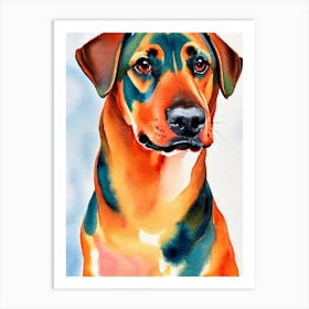 German Pinscher 3 Watercolour Dog Art Print