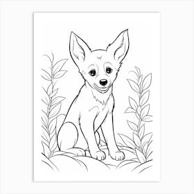 Line Art Jungle Animal Dingo 4 Art Print