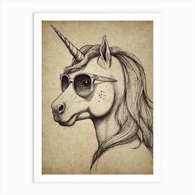 Unicorn In Sunglasses Art Print