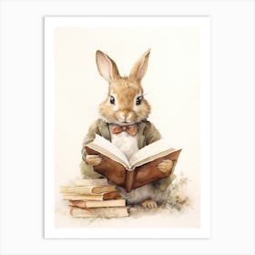 Bunny Reading Rabbit Prints Watercolour 11 Art Print