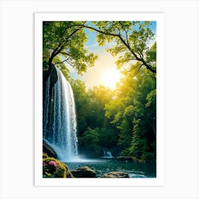 Waterfall In The Forest 15 Art Print