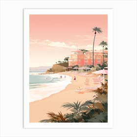 An Illustration In Pink Tones Of Palm Beach Sydney Australia 4 Art Print